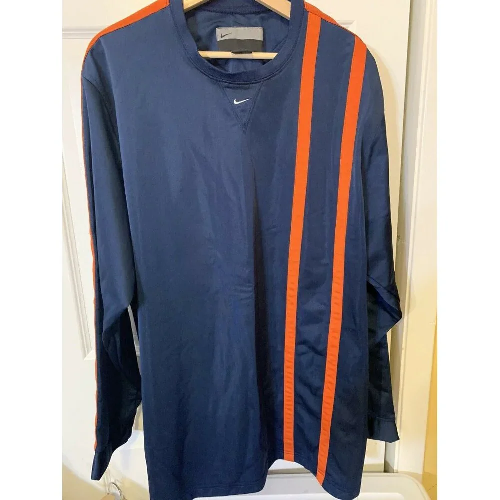 VTG‎ 90s Nike Center Swoosh Tonal Striped Polyester Longsleeve Soccer Jersey XXL